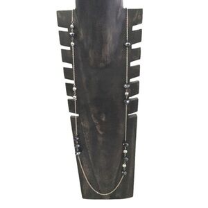 CATO LONG BLUE AND SILVER TONE NECKLACE & EARRINGS SET